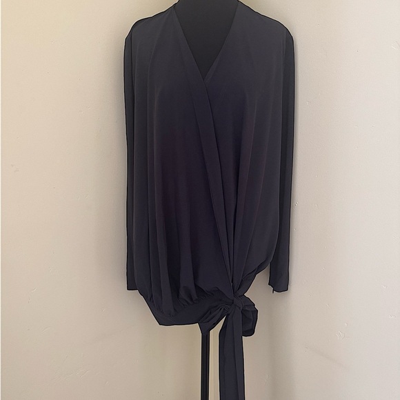 COS Tie-Front V-Neck Blouse Top, Black, Size 38/8 - Picture 2 of 11